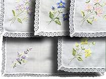 Lovely Lace Trimmed Handkerchief, Embroidered Floral Accents