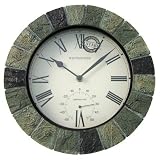 from Outside In Designs Outside In Designs Slate Effect Clock w Thermometer DS1132