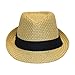 Classic Natural Straw Fedora, Black Pleated Band, Short Brim Summer Panama Hat