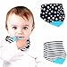 My qBebe 2 Pack Teether Bib Reversible 2 in 1 Baby Drool Bibs Design with BPA Free Silicone Teether Attached- Baby Bandana Bibs & Free Bag Included