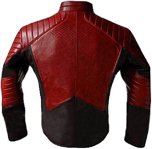 Leatherfashion Men's Superman Smallville Biker Leather Jacket (Large, Black) (X-LARGE, Maroon Synthetic Leather)