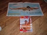 Amazing Pace-Michael Phelps 2006 Book and 2008 Michael Phelps 8 Gold Medals Newspaper Poster- 21 1 2 x 11 1 2 