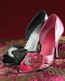 Rhinestone-trim satin pump