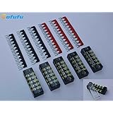 5 Pcs Dual Row 5 Position Screw Terminal Strip 600V 15A + 400V 10A 12 Postions Pre Insulated Terminal Barrier Strip Red /Black 6 Pcs