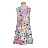IMAGE OF Lipstik Girls Pink Mix Print A Line Sleeveless Dress 4