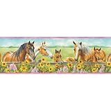 Harmony Horses Wall Border - Pink (5 yards)
