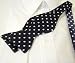 100% Woven Silk Bow Tie - Navy Blue & White Polka Dots