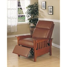 Mission Style Club Recliner in Top Grain Leather