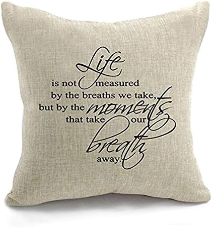 Life Is Not Measured by The Breaths We Take¡± Quote Words Cotton Linen Square Shaped Decorative Pillow Cover Pillowcase Pillowslip 45*45cm