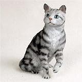 Stone Resin Realistic Silver Tabby Cat Figurine