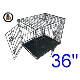 Ellie-Bo Black 36 inch Large 2 Door Folding Dog Puppy Cage