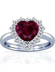 Platinum Heart Cut Ruby Ring With Sidestones