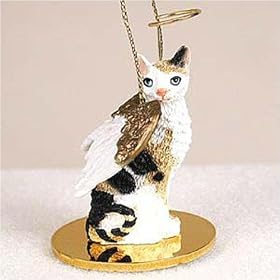 Cornish Rex, Tort/White Tiny Ones Cat Angel (2 in)