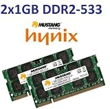 Produkt-Bild: Dual Channel Kit: 2 x 1 GB = 2GB 200 pin DDR2-533 SODIMM (533Mhz, PC2-4200, CL4) - 100% kompatibel zu DDR2-400 (400Mhz, PC2-3200, CL3) f&uuml;r NOTEBOOKS