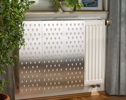 M&M Heizkörperverkleidung aus Edelstahl, 80cm lang, 63 cm hoch, für