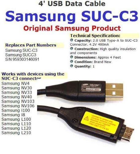 Genuine Samsung Digital Camera TL220 USB Data & Charger Cable Type12 SUC-C3