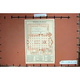 PLAN CATEDRAL DE S�VILLE NARANJOS CORO DE L'ESPAGNE 1908 DE CARTE