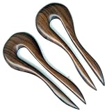 Matched Pair Bolivian Rose Wood Hair Forks Simple Round Design 5 Inch