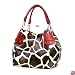 Red Large Vicky Giraffe Print Faux Leather Satchel Bag Handbag Purse