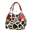 Red Large Vicky Giraffe Print Faux Leather Satchel Bag Handbag Purse