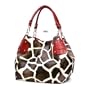 Red Large Vicky Giraffe Print Faux Leather Satchel Bag Handbag Purse