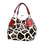Red Large Vicky Giraffe Print Faux Leather Satchel Bag Handbag Purse