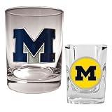 Michigan Wolverines Rocks Glass & Shot Glass Set NCAA College Athletics