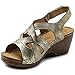 Ollio Women's Shoe Suede Velcro Strappy Wedge Sandal