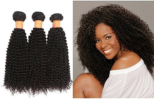 YONNA 3 Bundles Brazilian Virgin Kinky Curly, Natural Color Raw Unprocessed 100% Human Hair Virgin Can Be Dyed and Bleached Mixed Size6 -36 inches (6 6 6 inch)