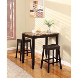 3 Pc Artificial Marble Top Pub Set