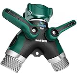 METAL BODY Garden Hose Splitter + 10 Rubber Hose Washers | Arthritis Friendly Hose to Hose Connector. Lifetime Guarantee included. Enjoy!