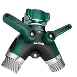 METAL BODY Garden Hose Splitter + 10 Rubber Hose Washers | Arthritis Friendly Hose to Hose Connector. Lifetime Guarantee included. Enjoy!