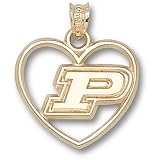 Purdue University Motion P Heart Pendant (Gold Plated)
