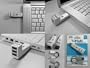 T3Hub USB 2.0 Hub, Silver