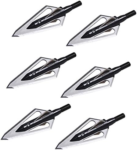 Sinuote 6pcs Broadheads Arrow Heads Fixed 4 Blade For Hunting Arrows Pro