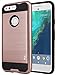 Google Pixel Case, TAURI [Shock Absorbent] Slim Brush Texture Hybrid Defender Armor Protective Case Cover For Google Pixel - Rose Gold
