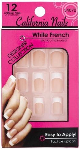 California Nails 12 Piece White French Tip Artificial Nails Set