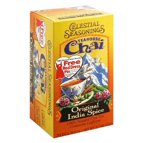 Celestial Seasonings Chai Tea, Original India Spice, Tea Bags, 20-Count Boxes (Pack of 6) by Celestial Seasonings