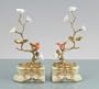 Hand Painted Porcelain and Brass Decorative Bookends