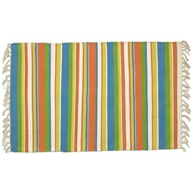 100% Cotton Flat Weave Rug Striped 2 X 3 by Traders and Company