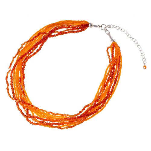 Fire Red Everyday Classic Multistrand Beaded Collar Necklace