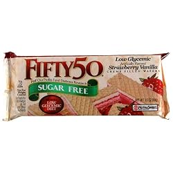 Fifty-50 Sugar Free Strawberry Vanilla Wafers, 3.5-Ounce Packages (Pack of 8)