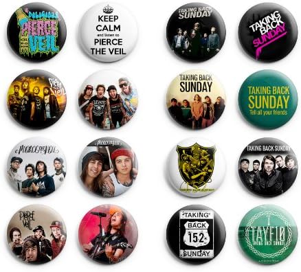 Pierce the Veil / Taking Back Sunday Pinback Buttons 16Pcs 1.25 inch Mix Set