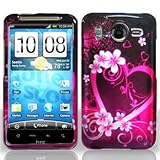 Purple Heart with Pink Flowers Snap on Hard Skin Shell Protector Cover Case ....