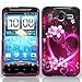 Purple Heart with Pink Flowers Snap on Hard Skin Shell Protector Cover Case for HTC Inspire 4G Android Phone (AT&T)