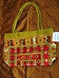 Yellow-green,pink Boho Banjara Gypsy India Sari Tapestry Handbag Purse