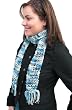 Handmade Lightweight Scarf - Blue Snowflakes (Extra Long)