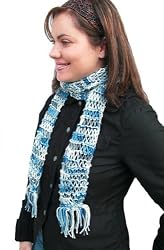 Handmade Lightweight Scarf - Blue Snowflakes (Extra Long)
