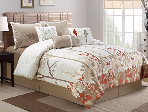 Chezmoi Collection 7 Piece Yukon Autumn Leaves Tree Bird Comforter