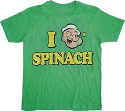 Popeye I Love Spinach Green T-shirt Tee